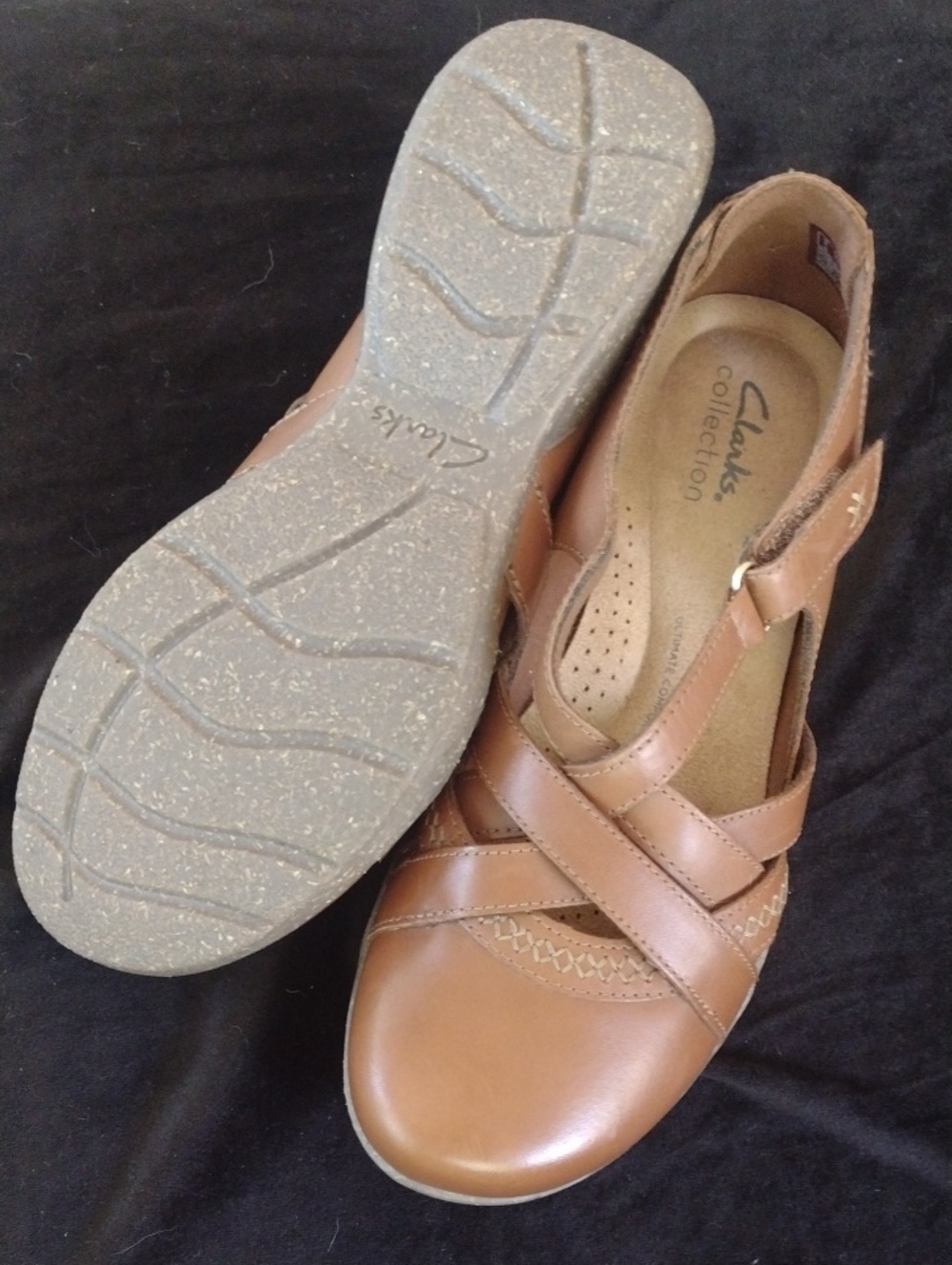 Clarks Women's Brown Leather Strappy Comfort Flats - Picture 5 of 5